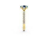 Yellow gold Oval Cut Aquamarine Solitaire Ring with Round  Pavé Band and Four-Prong Setting_38