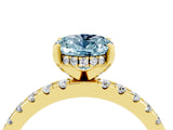 Yellow gold Oval Cut Aquamarine Solitaire Ring with Round  Pavé Band and Four-Prong Setting_40
