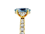 Yellow gold Oval Cut Aquamarine Solitaire Ring with Round  Pavé Band and Four-Prong Setting_41