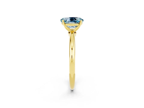 Yellow gold Oval Cut Aquamarine Solitaire Ring with Six-Prong Setting and Classic Band_2