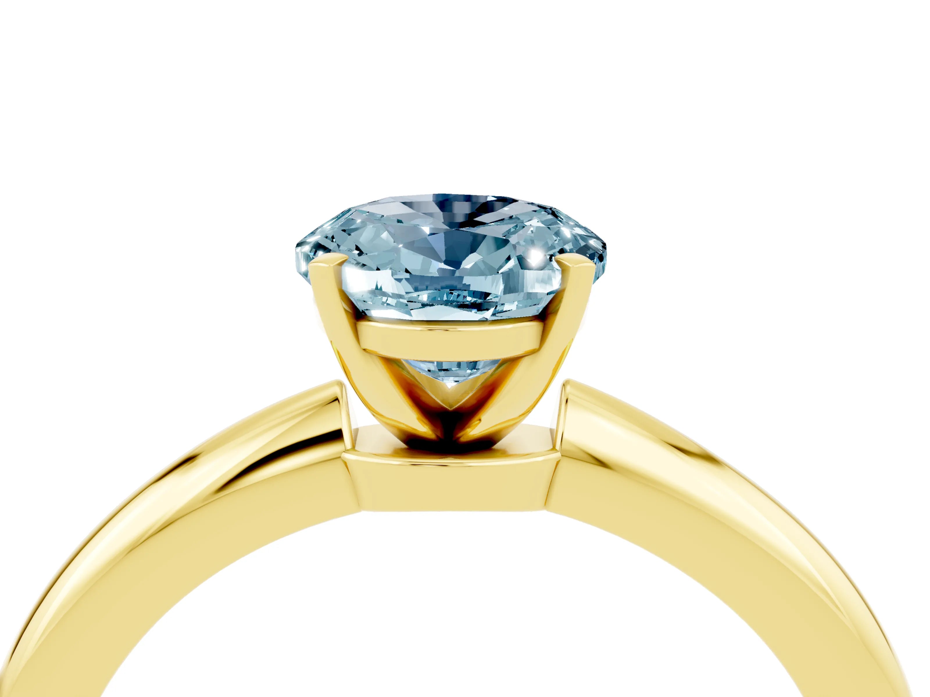 Yellow gold Oval Cut Aquamarine Solitaire Ring with Six-Prong Setting and Classic Band_4