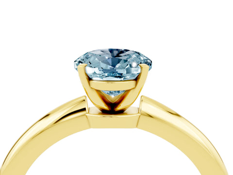 Yellow gold Oval Cut Aquamarine Solitaire Ring with Six-Prong Setting and Classic Band_4