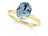 Yellow gold Oval Cut Aquamarine Solitaire Ring with Thin Band and Four-Prong Setting_13