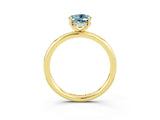 Yellow gold Oval Cut Aquamarine Solitaire Ring with Thin Band and Four-Prong Setting_15