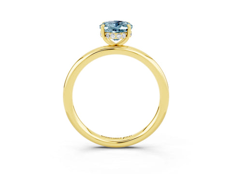 Yellow gold Oval Cut Aquamarine Solitaire Ring with Thin Band and Four-Prong Setting_15
