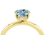 Yellow gold Oval Cut Aquamarine Solitaire Ring with Thin Band and Four-Prong Setting_16