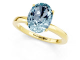 Yellow gold Oval Cut Aquamarine Solitaire Ring with Thin Band and Prong Setting_13