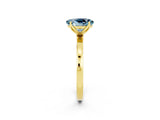 Yellow gold Oval Cut Aquamarine Solitaire Ring with Thin Band and Prong Setting_14