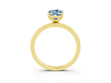 Yellow gold Oval Cut Aquamarine Solitaire Ring with Thin Band and Prong Setting_15