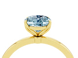 Yellow gold Oval Cut Aquamarine Solitaire Ring with Thin Band and Prong Setting_16