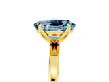 Yellow gold Oval Cut Aquamarine Solitaire Ring with Thin Band and Prong Setting_17
