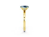 Yellow gold Oval Cut Aquamarine Solitaire Ring with Thin Band and Prong Setting_26