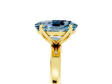 Yellow gold Oval Cut Aquamarine Solitaire Ring with Thin Band and Prong Setting_29