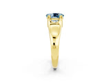 Yellow gold Oval Cut Aquamarine Solitaire Ring with Wide Band and Prong Setting_2