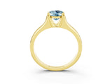 Yellow gold Oval Cut Aquamarine Solitaire Ring with Wide Band and Prong Setting_3