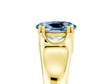 Yellow gold Oval Cut Aquamarine Solitaire Ring with Wide Band and Prong Setting_5