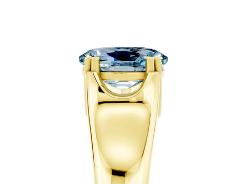 Yellow gold Oval Cut Aquamarine Solitaire Ring with Wide Band and Prong Setting_5