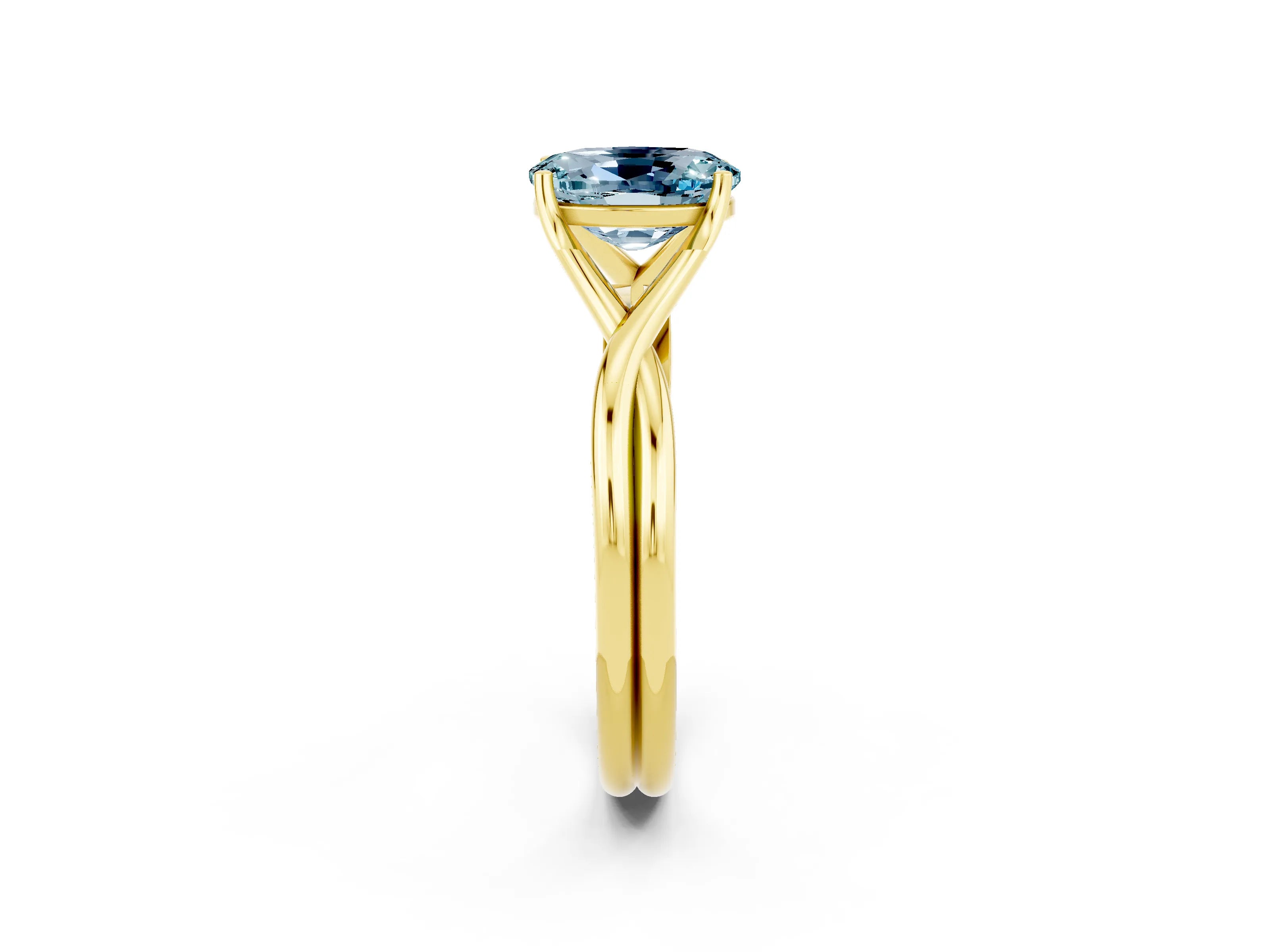 Yellow gold Oval Cut Aquamarine Solitaire Twist Band Prong Setting Ring_38