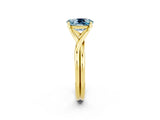Yellow gold Oval Cut Aquamarine Solitaire Twist Band Prong Setting Ring_38