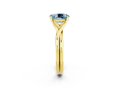 Yellow gold Oval Cut Aquamarine Solitaire Twist Band Prong Setting Ring_38