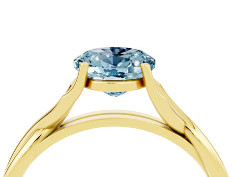 Yellow gold Oval Cut Aquamarine Solitaire Twist Band Prong Setting Ring_40