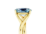Yellow gold Oval Cut Aquamarine Solitaire Twist Band Prong Setting Ring_41