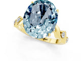 Yellow gold Oval Cut Aquamarine Solitaire Twisted Band with Round  Accents and Prong Setting_13