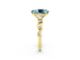 Yellow gold Oval Cut Aquamarine Solitaire Twisted Band with Round  Accents and Prong Setting_14