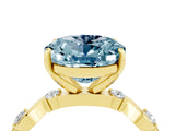 Yellow gold Oval Cut Aquamarine Solitaire Twisted Band with Round  Accents and Prong Setting_16