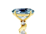 Yellow gold Oval Cut Aquamarine Solitaire Twisted Band with Round  Accents and Prong Setting_17