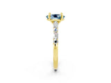 Yellow gold Oval Cut Aquamarine Solitaire with Side Baguettes and Channel Set Band_2