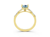 Yellow gold Oval Cut Aquamarine Solitaire with Side Baguettes and Channel Set Band_3