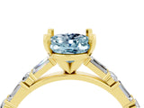 Yellow gold Oval Cut Aquamarine Solitaire with Side Baguettes and Channel Set Band_4
