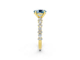 Yellow gold Oval Cut Aquamarine Solitaire with Side Stones, Pave Band, Four-Prong Setting_26