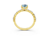 Yellow gold Oval Cut Aquamarine Solitaire with Side Stones, Pave Band, Four-Prong Setting_27