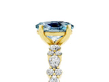 Yellow gold Oval Cut Aquamarine Solitaire with Side Stones, Pave Band, Four-Prong Setting_29