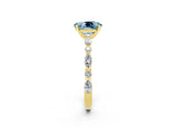 Yellow gold Oval Cut Aquamarine Solitaire with Side Stones on a Pavé Band and Four-Prong Setting_2