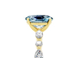 Yellow gold Oval Cut Aquamarine Solitaire with Side Stones on a Pavé Band and Four-Prong Setting_5
