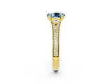 Yellow gold Oval Cut Aquamarine Split Shank Engagement Ring with Pavé Band_2