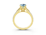 Yellow gold Oval Cut Aquamarine Split Shank Engagement Ring with Pavé Band_3