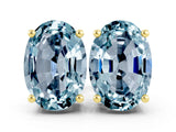 Yellow gold Oval Cut Aquamarine Stud Earrings_30