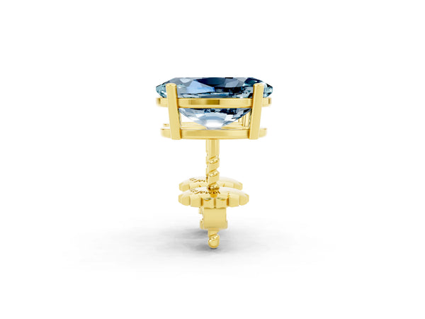 Yellow gold Oval Cut Aquamarine Stud Earrings
