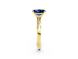 Yellow gold Oval Cut Blue Sapphire Engagement Ring with Side Stone Accents and Four-Prong Setting_29