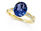 Yellow gold Oval Cut Blue Sapphire Engagement Ring with Side Stone Accents and Four-Prong Setting_61