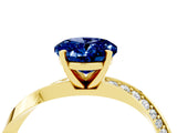 Yellow gold Oval Cut Blue Sapphire Engagement Ring with Side Stone Accents and Four-Prong Setting_64
