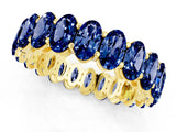 Yellow gold Oval Cut Blue Sapphire Eternity Band with Shared Prong Setting_1