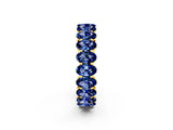 Yellow gold Oval Cut Blue Sapphire Eternity Band with Shared Prong Setting_2