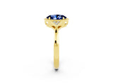 Yellow gold Oval Cut Blue Sapphire Halo Ring with Tapered Band and Four-Prong Setting_20