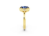 Yellow gold Oval Cut Blue Sapphire Halo Ring with Tapered Band and Four-Prong Setting_50
