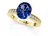 Yellow gold Oval Cut Blue Sapphire Milgrain Pavé Engagement Ring with Four-Prong Setting_13